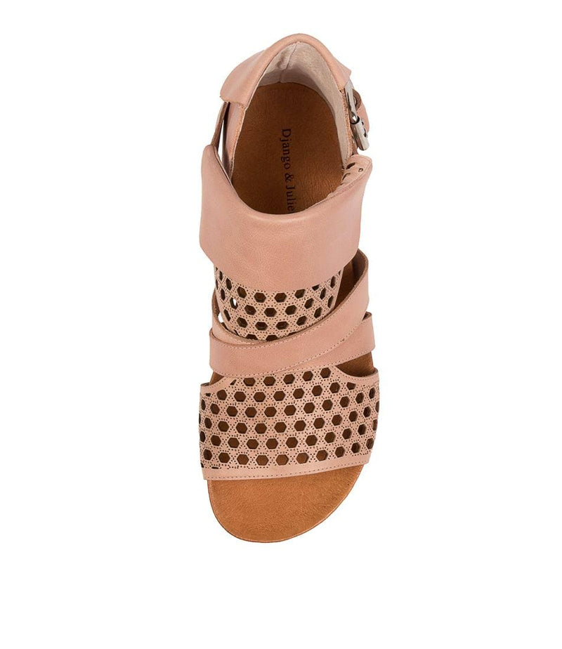 Overhead View Women's Django & Juliette Sandal in Blush Leather Sku: DJ14393P00LE
