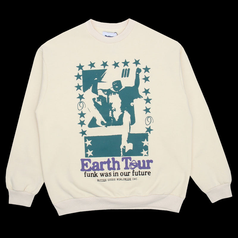Butter Goods Earth Tour Crewneck Cream