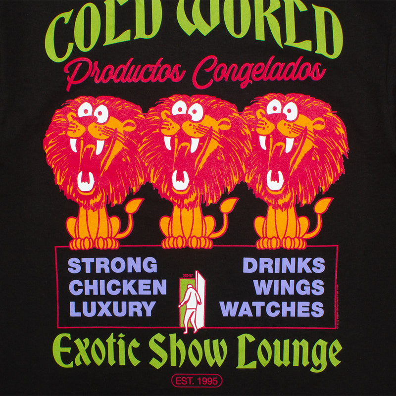 Cold World Frozen Goods | Exotic Show Lounge T-Shirt Style # SS23-T01-BLK Color : Black
