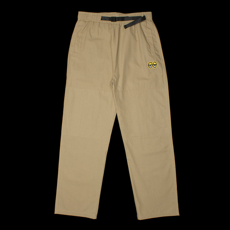 Krooked Eyes Ripstop Double Knee Pant Color : Khaki / Yellow