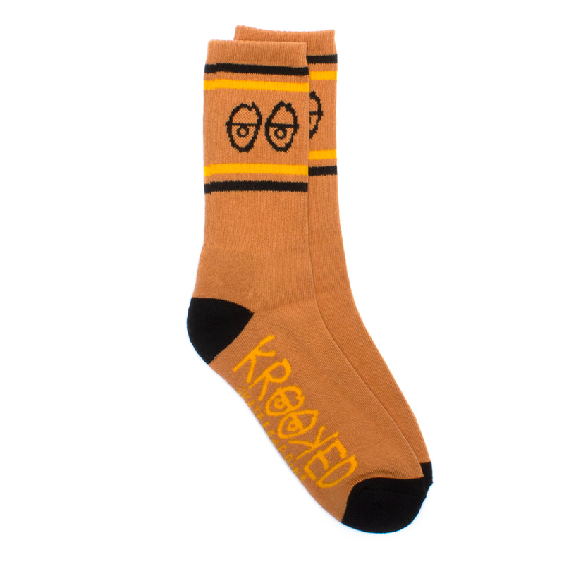 Krooked Eyes Sock Brown / Gold  Edit alt text