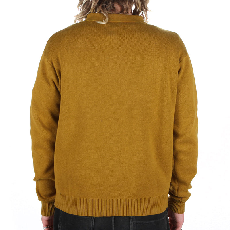 Fucking Awesome Fancy Knit L/S Polo Shirt Gold Ivory