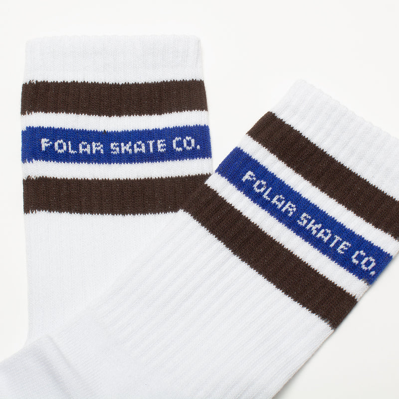 Polar | Fat Stripe Socks Color : White / Brown / Blue