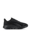 Kids black lace-up mesh sneakers with cushioned rubber sole