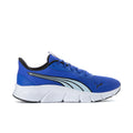 Men's blue running shoes with black accents and white cushioned sole