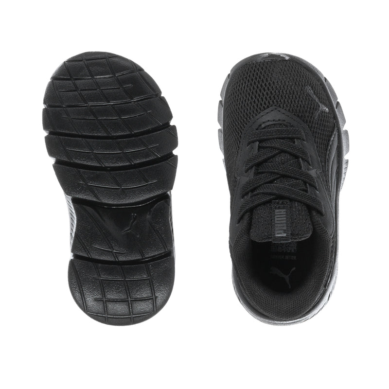Kids black sneaker outsole with grid tread and textured sidewall