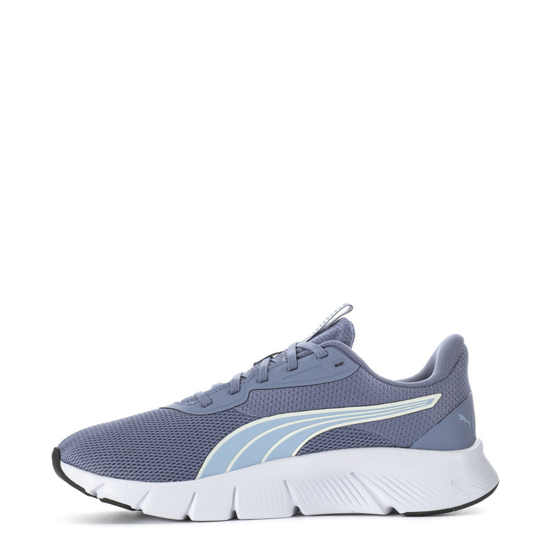 Women's Puma FlexFocus Lite running shoe, blue upper with white midsole and grip outsole.