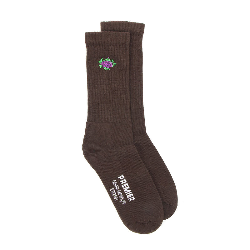 Floral Crew Sock Chocolate