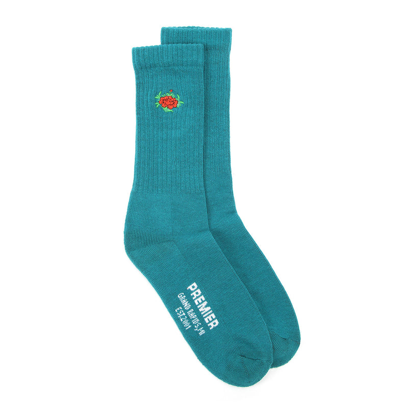 Floral Crew Sock Teal