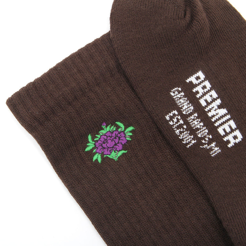 Floral Crew Sock Chocolate