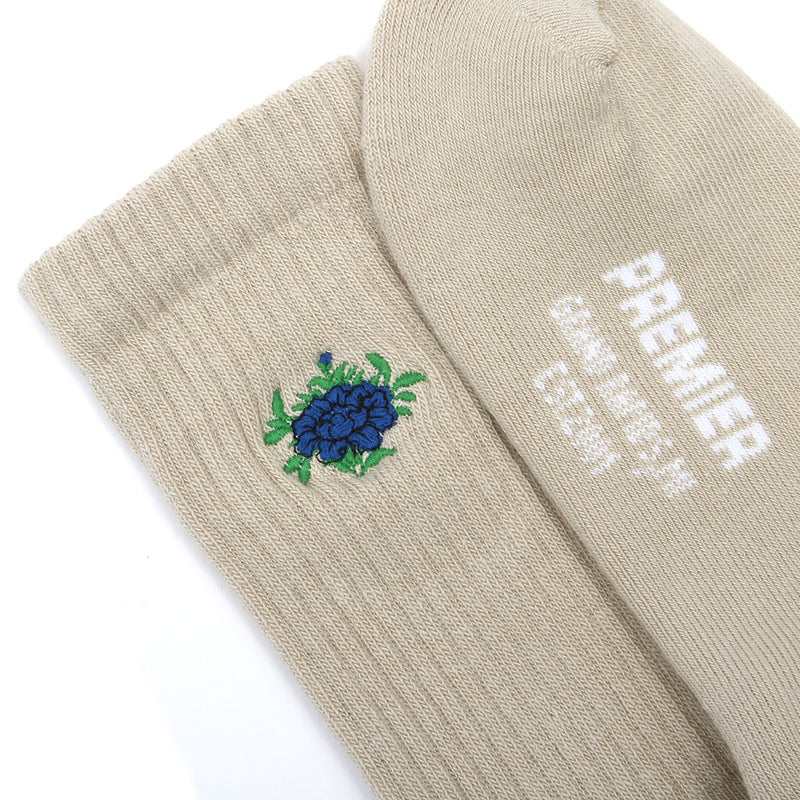 Floral Crew Sock Natural