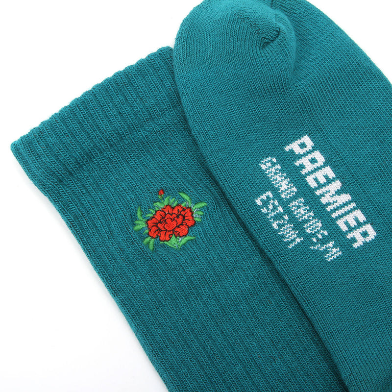 Floral Crew Sock Teal