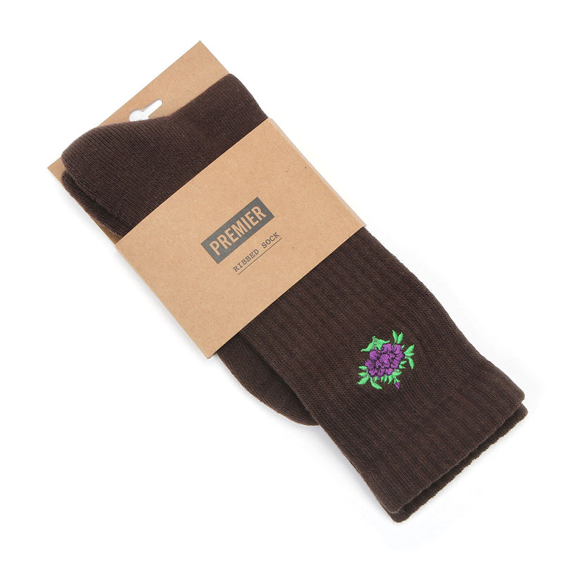 Floral Crew Sock Chocolate