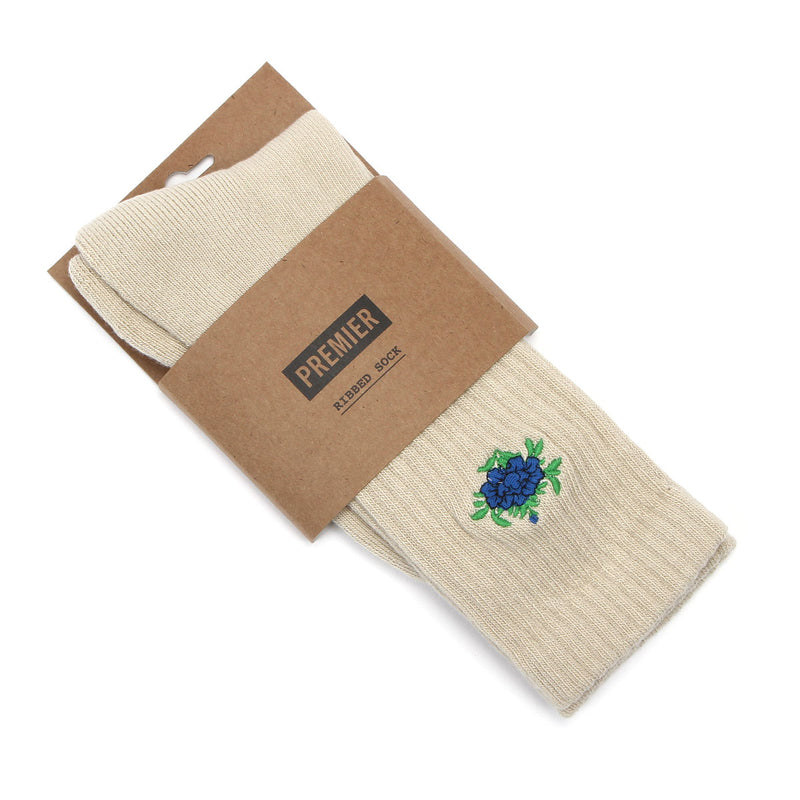 Floral Crew Sock Natural
