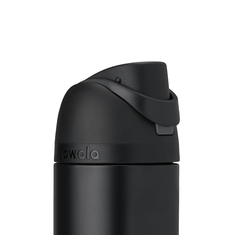 FreeSip 24oz stainless steel bottle, textured dark body with flip-top and side grip