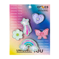 5-pack of pastel multi-color heart, rainbow, bow, clover, and star Jibbitz charms