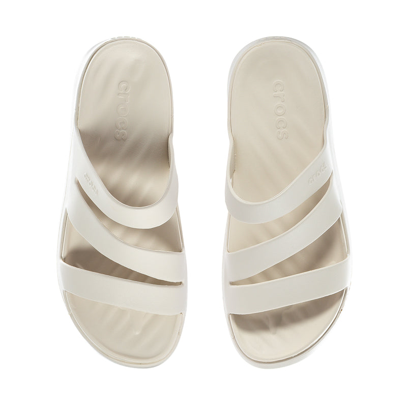 Women’s light beige open-toe slide sandal with three wide straps