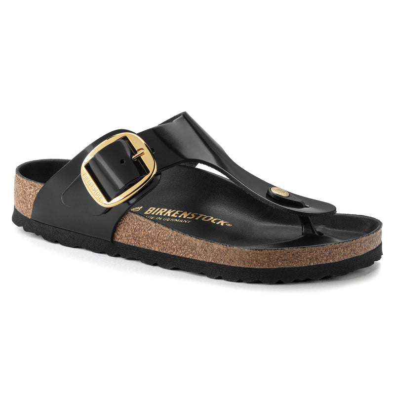 Gizeh Big Buckle High Shine Black Leather