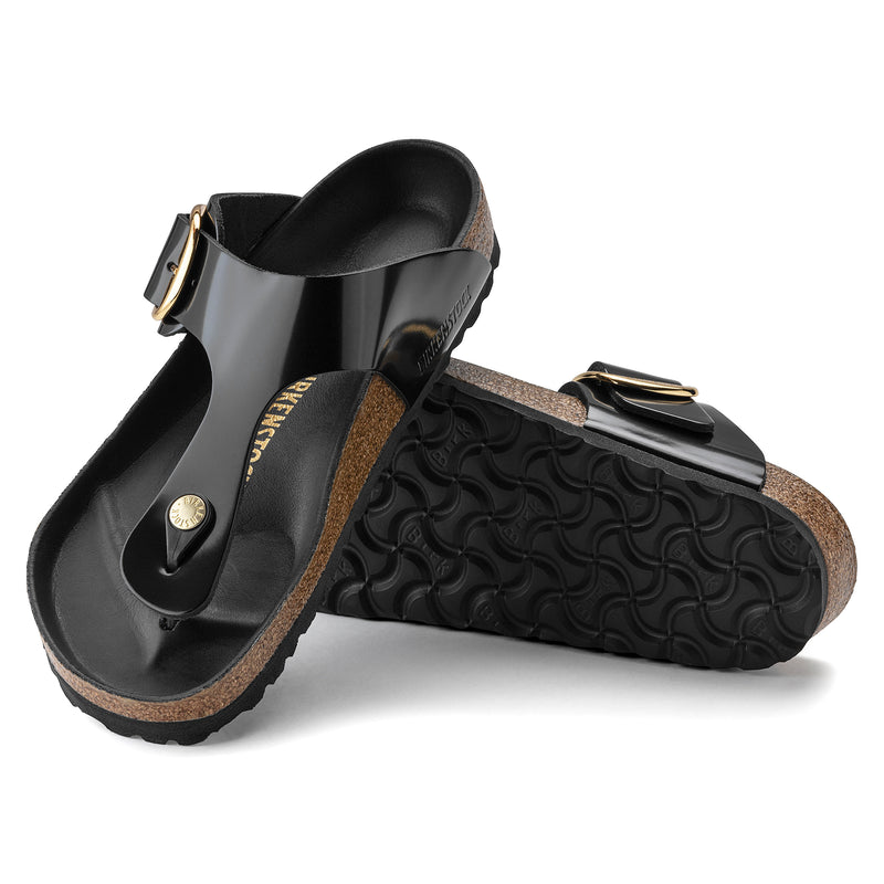 Gizeh Big Buckle High Shine Black Leather