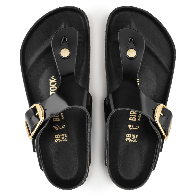 Gizeh Big Buckle High Shine Black Leather