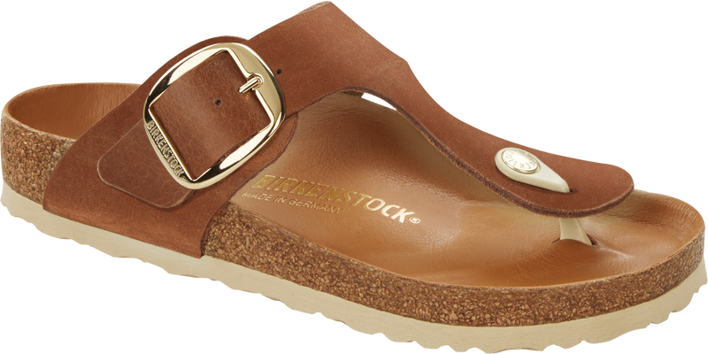 Gizeh Big Buckle Smooth Leather Footbed Cognac Leather