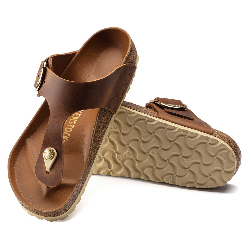 Gizeh Big Buckle Smooth Leather Footbed Cognac Leather