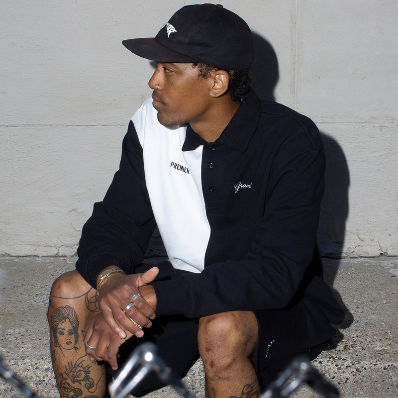 Premier x Grand Collared Sweatshirt Black / White
