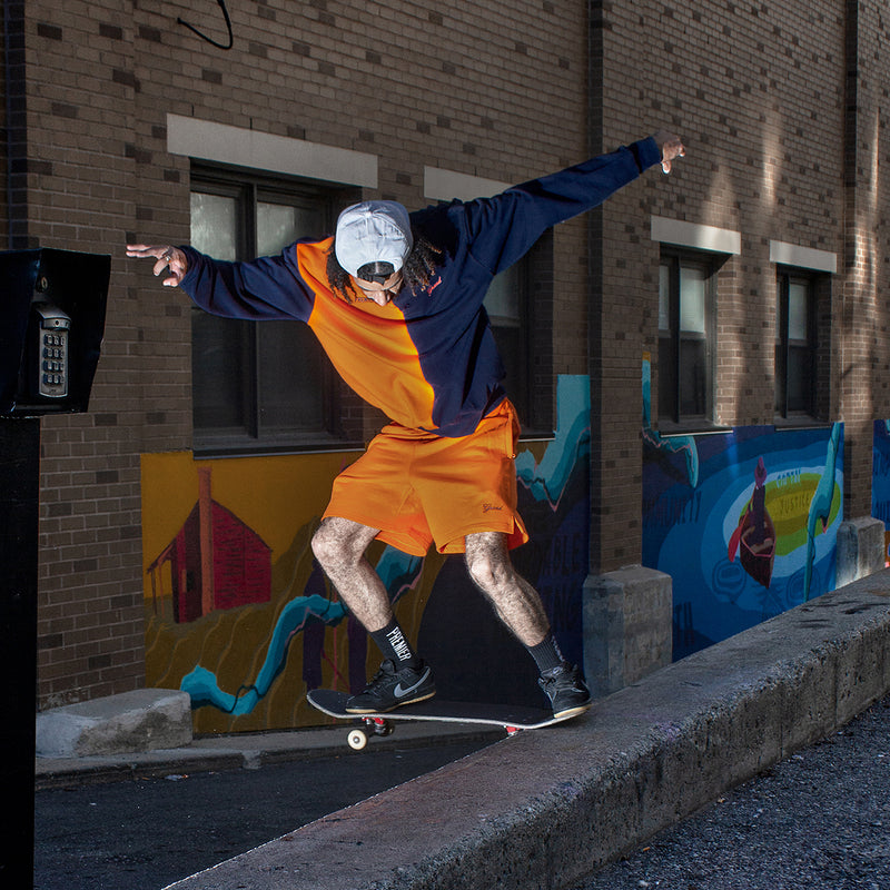 Premier x Grand Collared Sweatshirt Navy / Orange