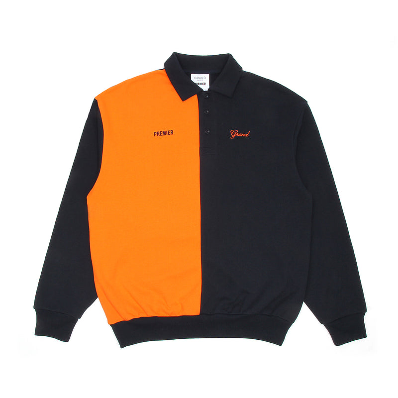 Premier x Grand Collared Sweatshirt Navy / Orange