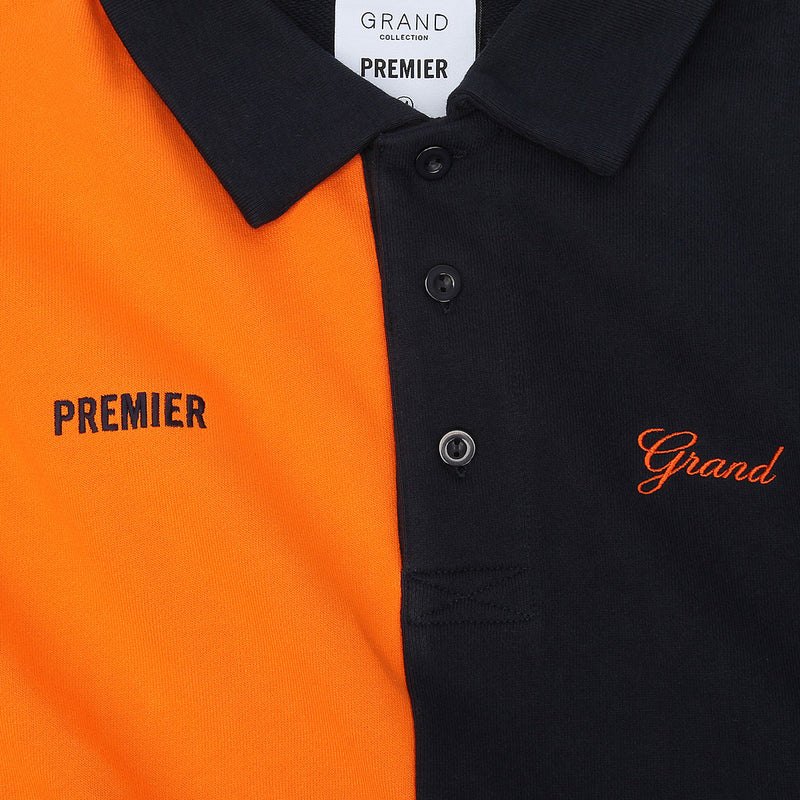 Premier x Grand Collared Sweatshirt Navy / Orange