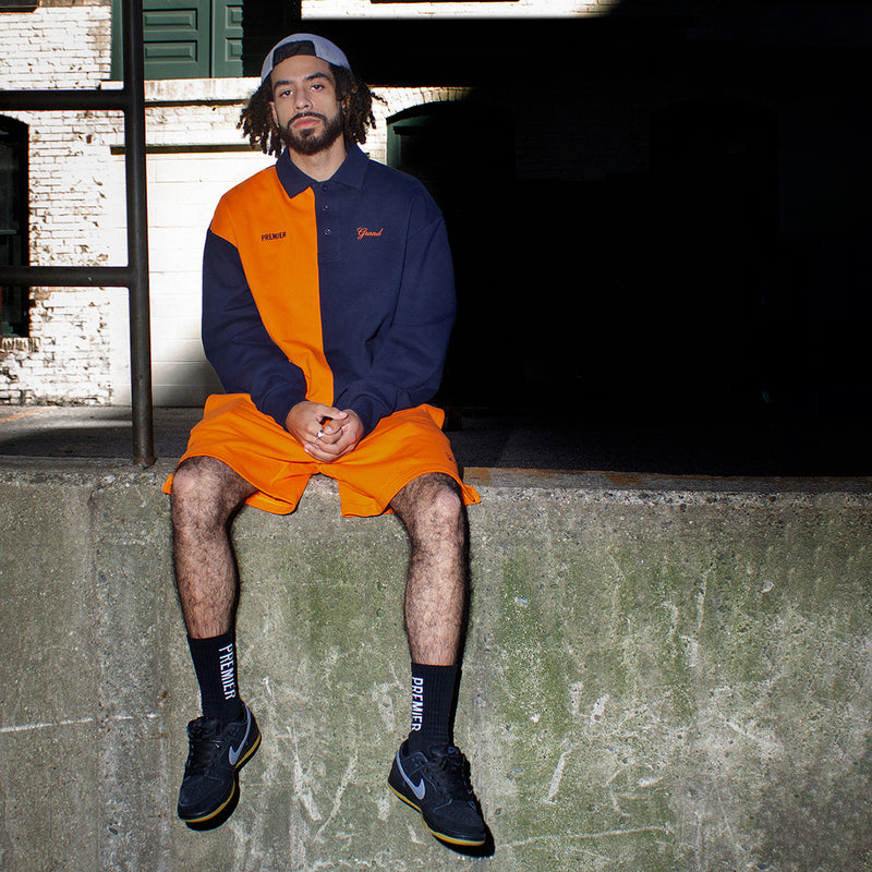 Premier x Grand Fleece Short Navy / Orange