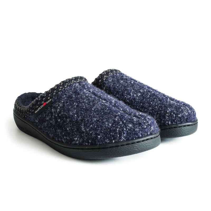 Haflinger AT Hardsole Slipper (Unisex) - Navy Speckle Dress-Casual - Slipper - The Heel Shoe Fitters