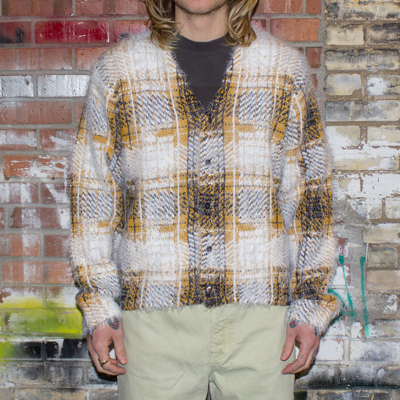 Stussy Hairy Plaid Cardigan Style # 117169 Color : Gold