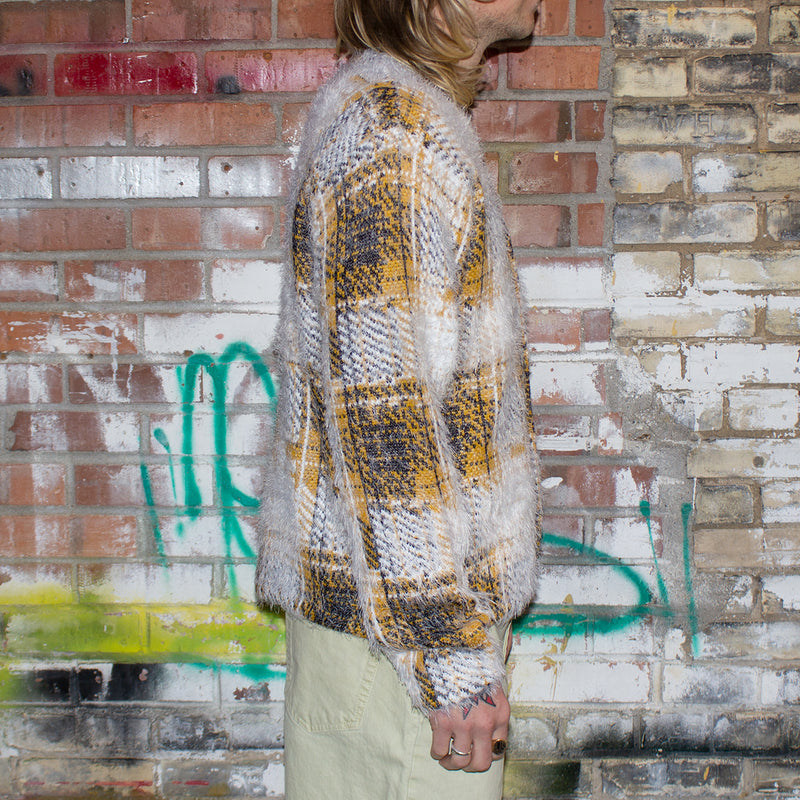 Stussy Hairy Plaid Cardigan Style # 117169 Color : Gold