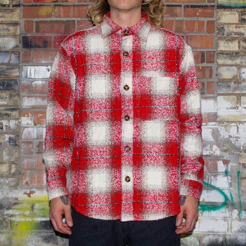Fucking Awesome Heavy Flannel Overshirt : Red / White