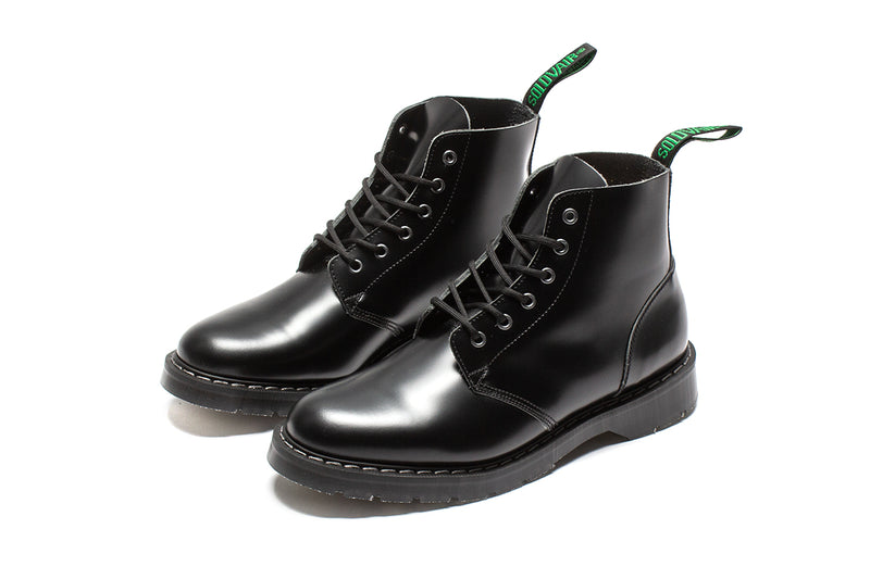 Solovair | Hi-Shine 6 Eye Astronaut Boot Style # S6-969-BK-G Color : Black