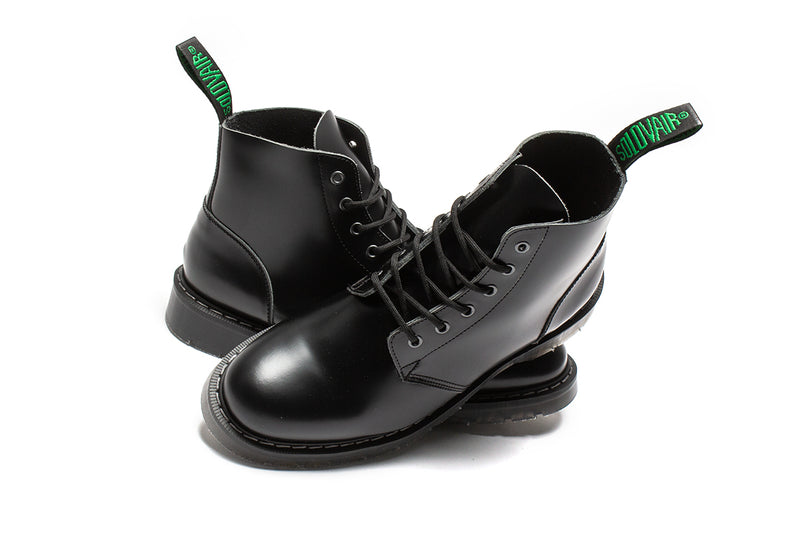 Solovair | Hi-Shine 6 Eye Astronaut Boot Style # S6-969-BK-G Color : Black