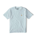 Men's loose-fit pocket T-shirt, light blue crew neck, chest pocket with logo patch.