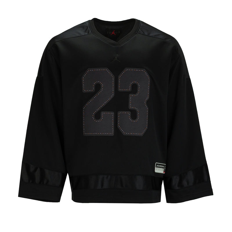 Men's black basketball jersey with stitched 23 graphic on the front