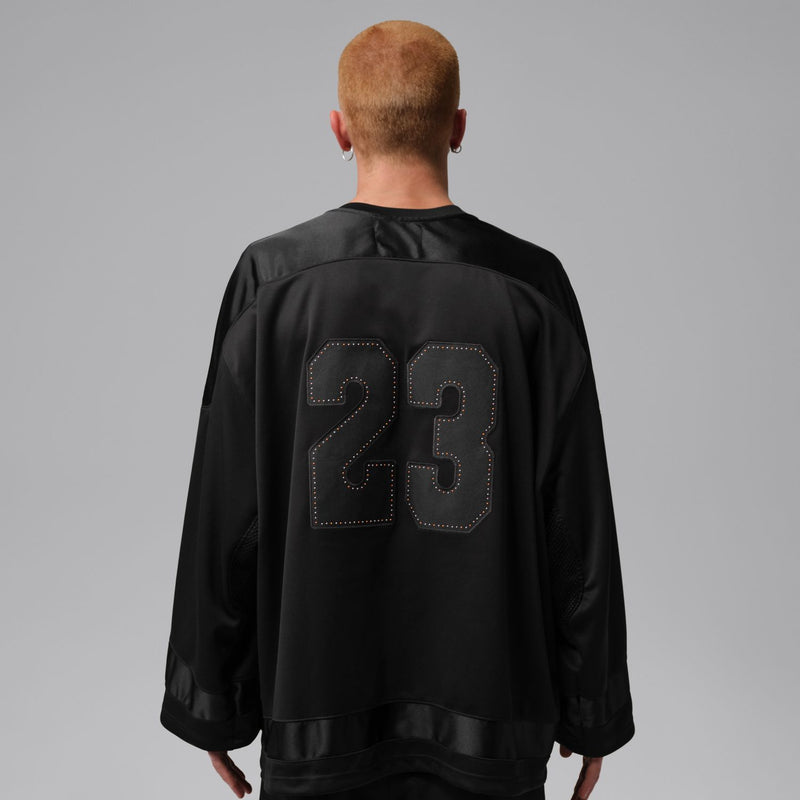 Men's black jersey back with stitched 23 graphic and long sleeves