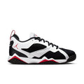 Men's basketball sneakers, white/black with red Jordan logo and lace-up