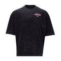 Men's washed black crewneck T-shirt with pink Jordan logo on chest