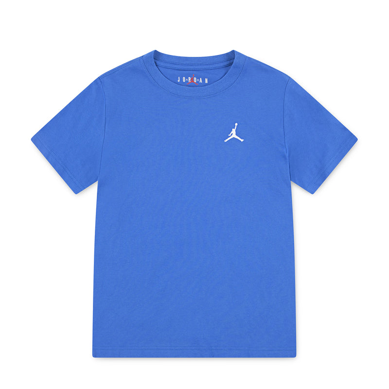 Youth sport blue tee with embroidered Jumpman logo at chest