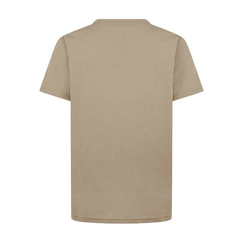 Youth hemp beige short-sleeve crewneck tee, plain back