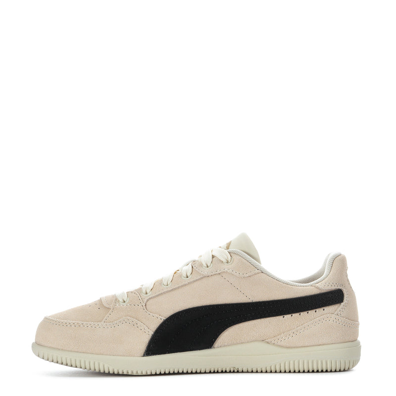 K-Moda SD womens shoes, side view, beige upper with black PUMA stripe