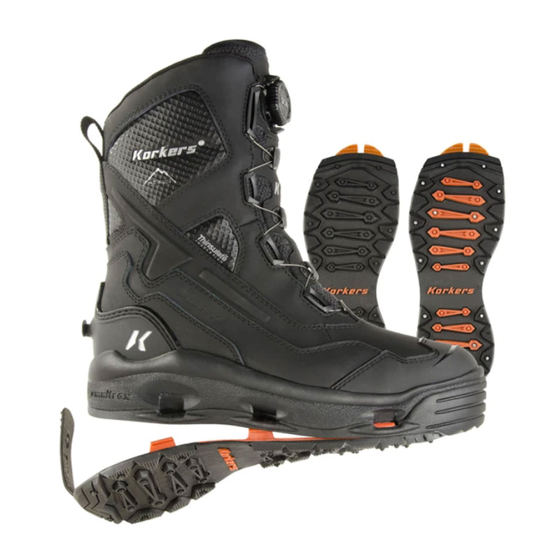 Korkers Polar Vortex 600G Insulated Waterproof Boot with SnowTrac Sole (Men) - Black Boots - Winter - Mid Boot - The Heel Shoe Fitters
