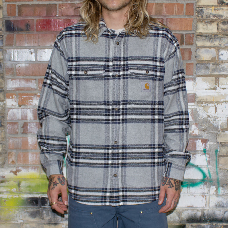 Carhartt WIP | L/S Hawkins Shirt Style # I032266-1PQ Color : Hawkins Check / Grey Heather / Blue