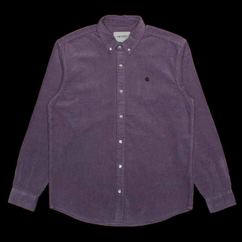 Carhartt WIP | L/S Madison Cord Shirt Style # I029958-1QU Color : Glassy Purple / Black