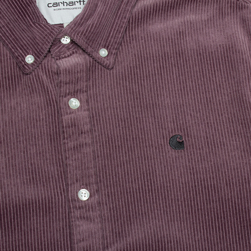 Carhartt WIP L/S Madison Cord Shirt Misty Thistle / Black
