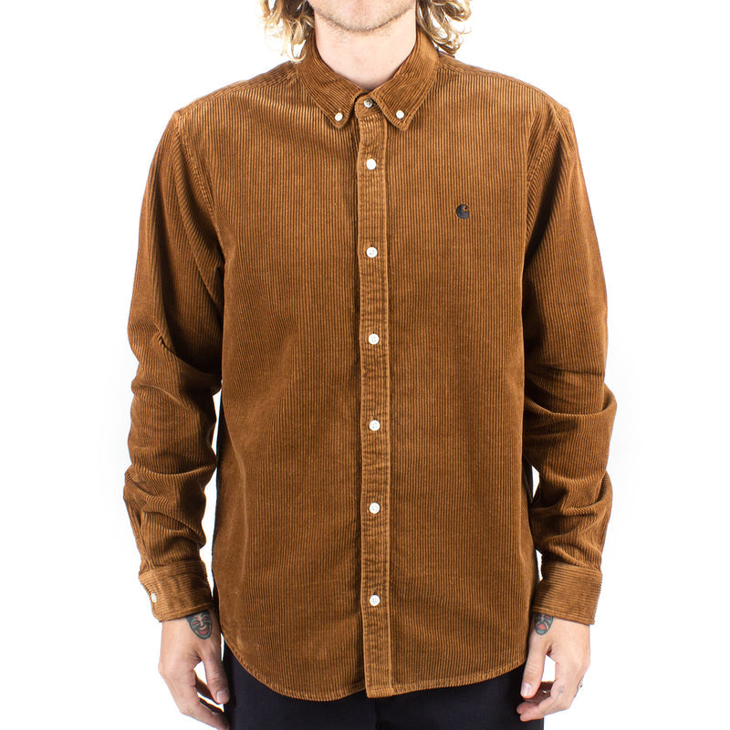 Carhartt WIP L/S Madison Cord Shirt Hamilton Brown / Black